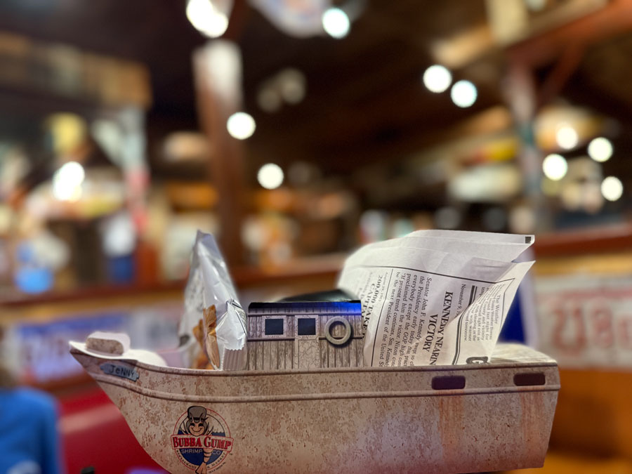 Bubba Gump Shrimp Co. themed table decor inspired by the Forrest Gump movie