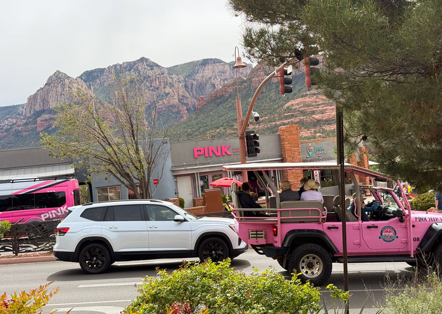 Pink Jeep Tour driving through Sedona