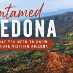 Aerial view of Sedona's red rock formations, desert landscape, and Verde Valley in Arizona.