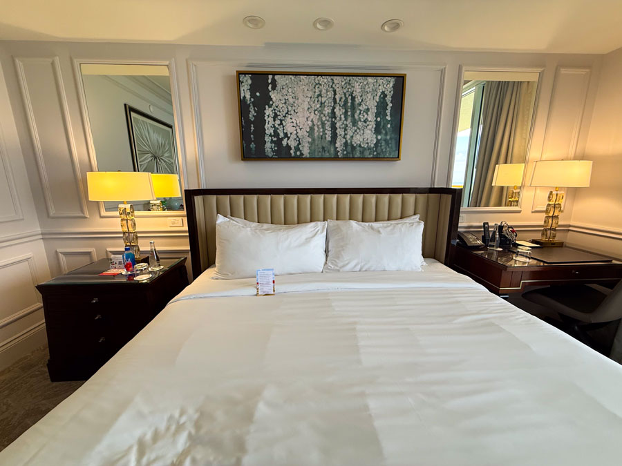 Elegant guest room interior at Acqualina Resort & Residences.