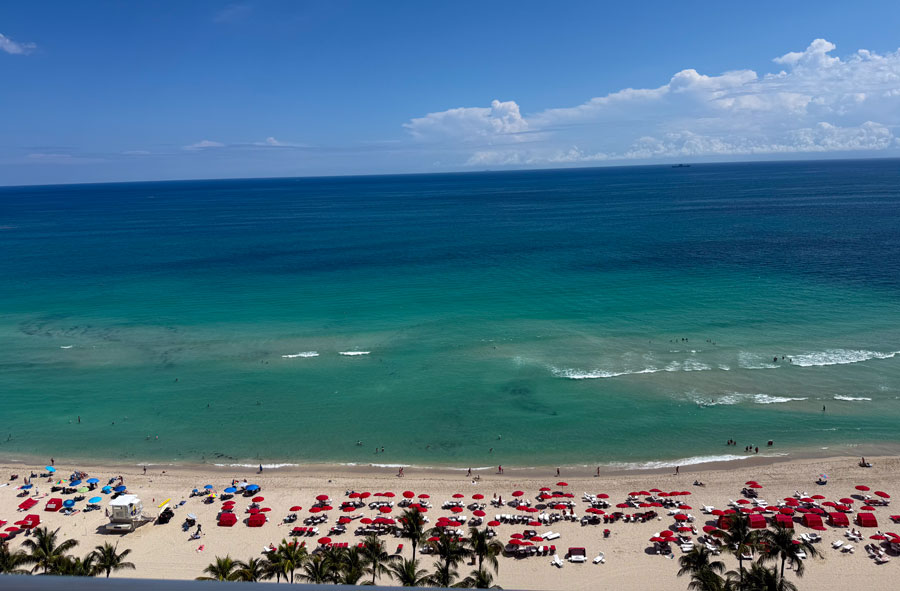 Panoramic Atlantic Ocean view from Acqualina Resort & Residences in Sunny Isles Beach, Florida.
