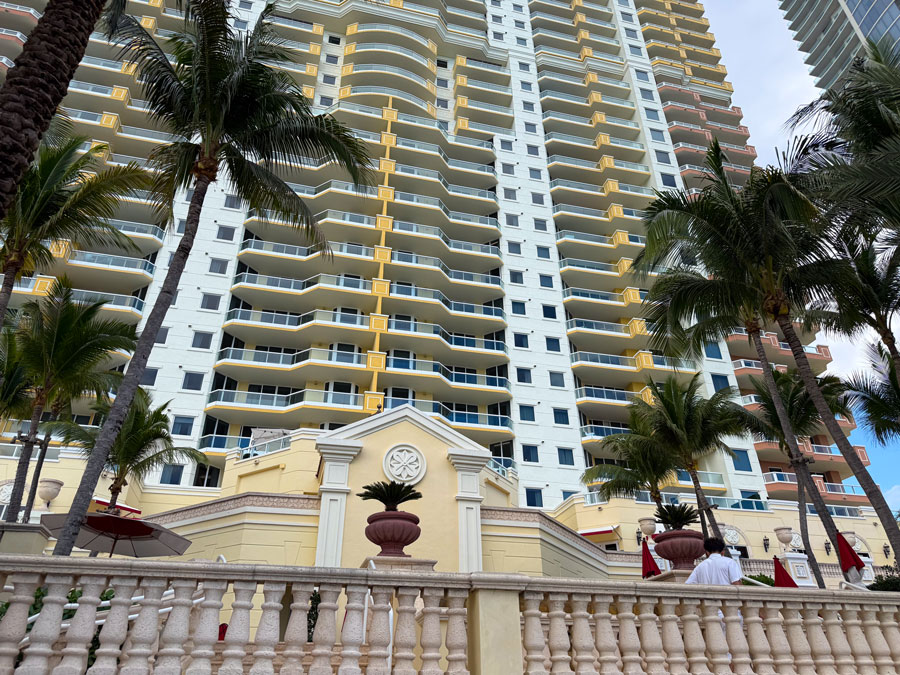 Exterior view of Acqualina Resort & Residences tower in Sunny Isles Beach, Florida.