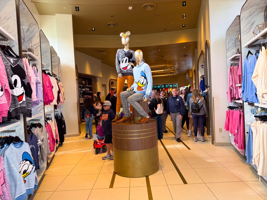 Disney apparel store featuring Mickey Mouse and Donald Duck clothing at Walt Disney World