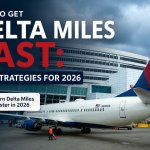 Featured image for How to Get Delta Miles Fast: Top Strategies for 2026 showing a Delta Air Lines aircraft at the gate with tips for earning SkyMiles faster.