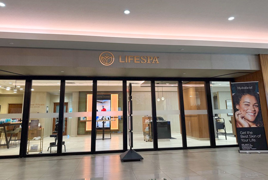 LifeSpa entrance inside a Life Time Fitness athletic country club