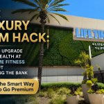 Exterior view of a Life Time Fitness club with LifeCafe and LifeSpa facilities