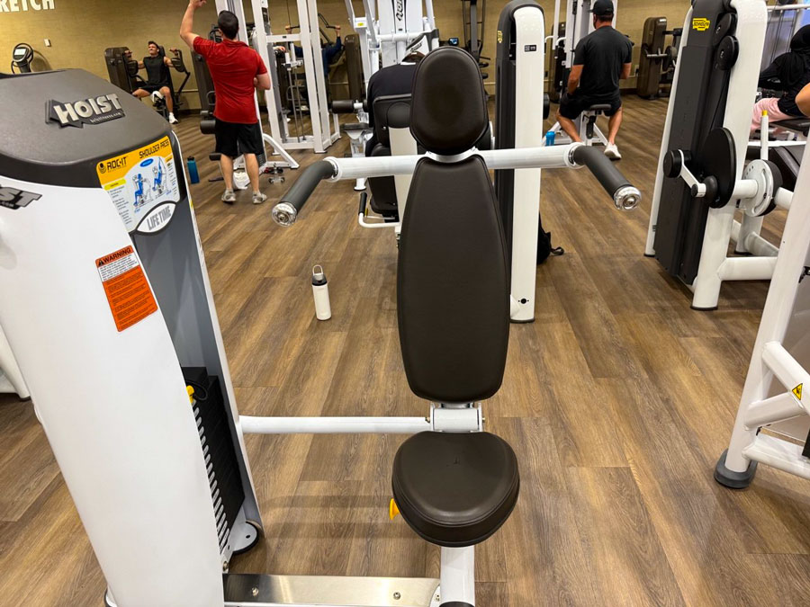 Strength training machine on the Life Time Fitness workout floor