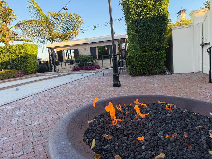 Rosewood Miramar Bocce Club with fire pit in Montecito