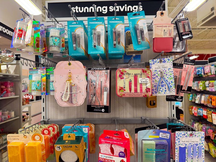 Manicure kits, tweezers, and beauty tools available in the TJ Maxx beauty department.
