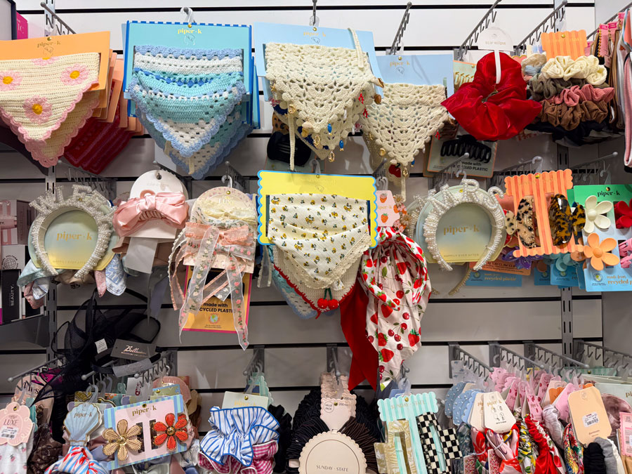 Colorful fashion accessories, scarves, and hair accessories available at TJ Maxx