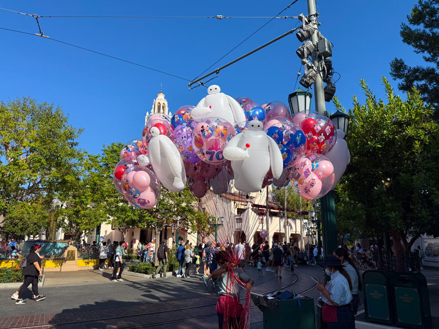 Disney character balloons for sale inside Disneyland Resort