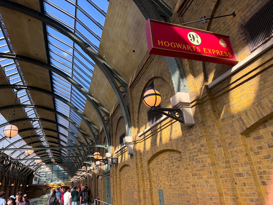 Hogwarts Express sign at King’s Cross Station in Universal Studios Florida