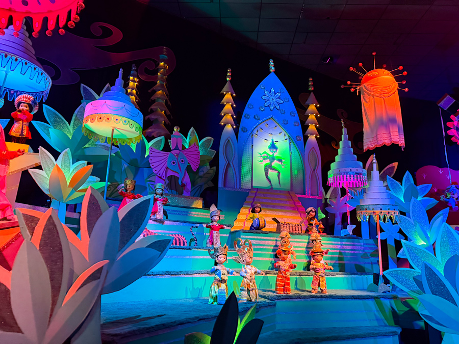 Colorful international dolls inside the “it’s a small world” ride at Disneyland