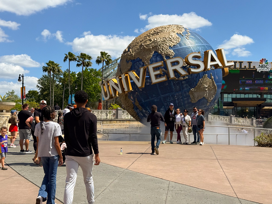 Universal Orlando globe near the entrance to Universal Studios Florida
