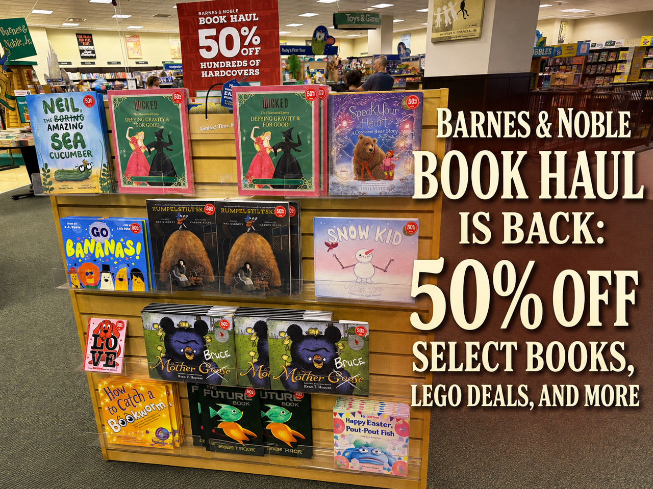 Barnes & Noble Book Haul with 50% off select books and LEGO deals
