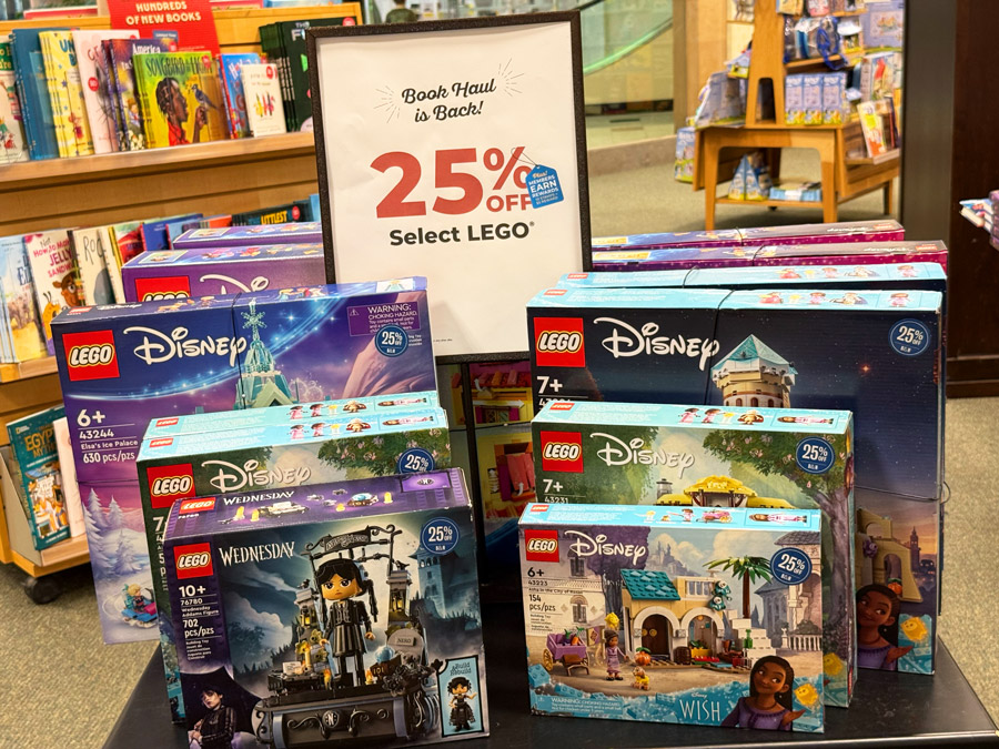 Select LEGO Disney and Wednesday sets marked 25% off at Barnes & Noble
