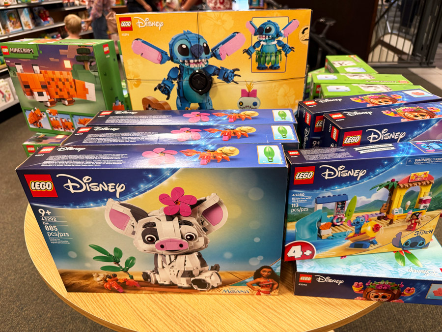 LEGO Disney Moana and Stitch sets displayed at Barnes & Noble