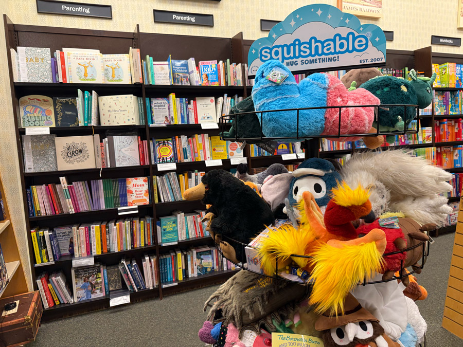 Squishables and character plush toys displayed at Barnes & Noble