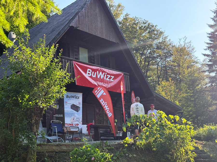 BuWizz-branded event cabin at BuWizz Gathering 2026 in Slovenia