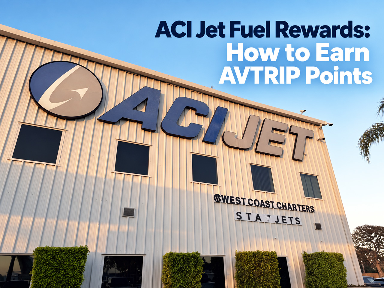 ACI Jet building with the headline “ACI Jet Fuel Rewards: How to Earn AVTRIP Points” over the sky