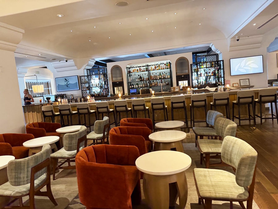 Bar and lounge seating at Finch and Fork inside Kimpton Canary Hotel