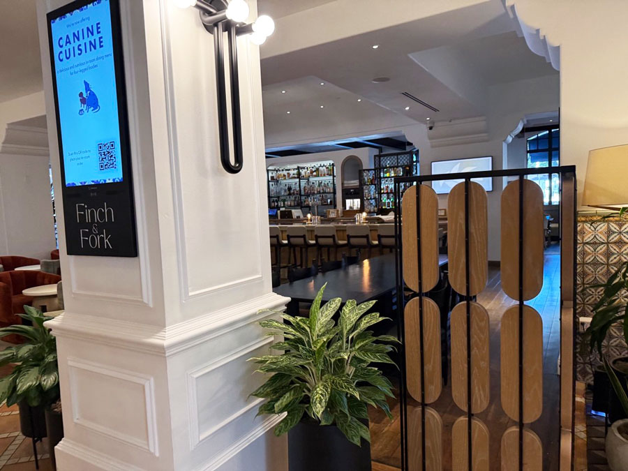 Entrance to Finch and Fork restaurant inside Kimpton Canary Hotel