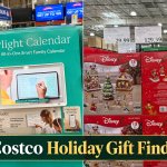 Costco holiday gift guide, showing a Skylight Calendar 2 and a Disney Holiday Gingerbread Village set.
